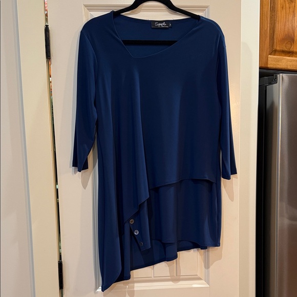 Sympli Tops - Sympli Deep Blue Layered Tunic